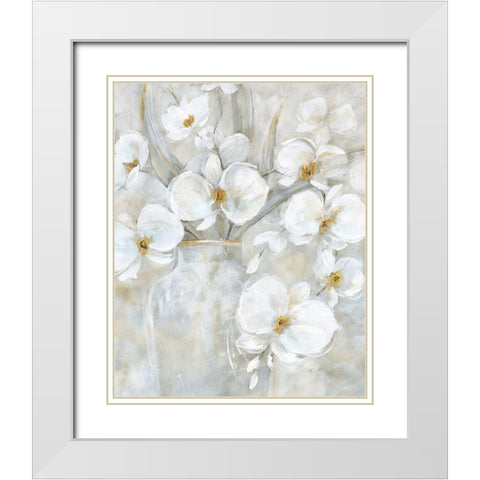 Orchid Mystic White Modern Wood Framed Art Print with Double Matting by Nan