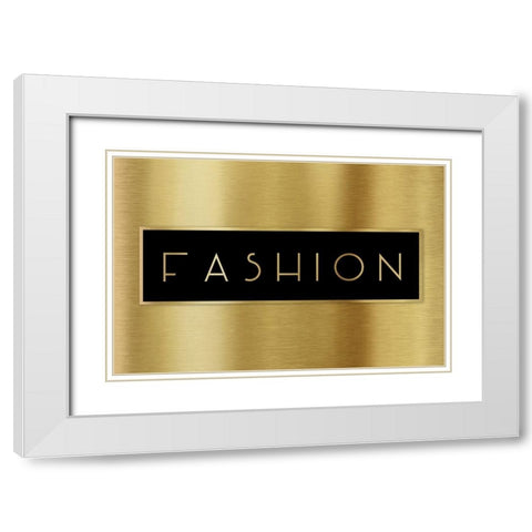 Gold Fashion White Modern Wood Framed Art Print with Double Matting by CAD Designs