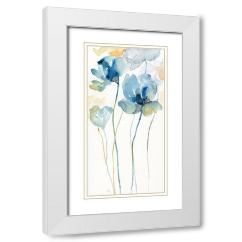 Wildflower Blues II White Modern Wood Framed Art Print with Double Matting by Nan