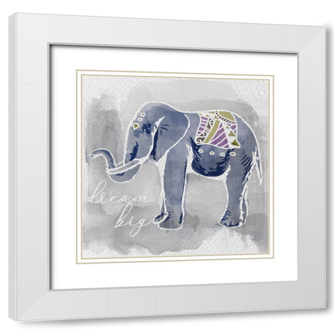 Dream Big White Modern Wood Framed Art Print with Double Matting by Santiago, Daniela