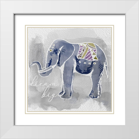 Dream Big White Modern Wood Framed Art Print with Double Matting by Santiago, Daniela