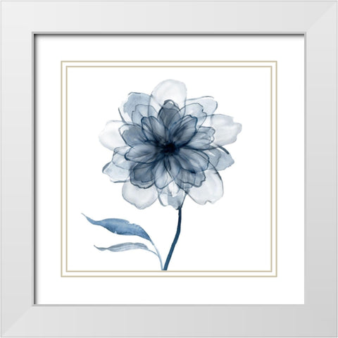 Indigo Bloom IV White Modern Wood Framed Art Print with Double Matting by Robinson, Carol