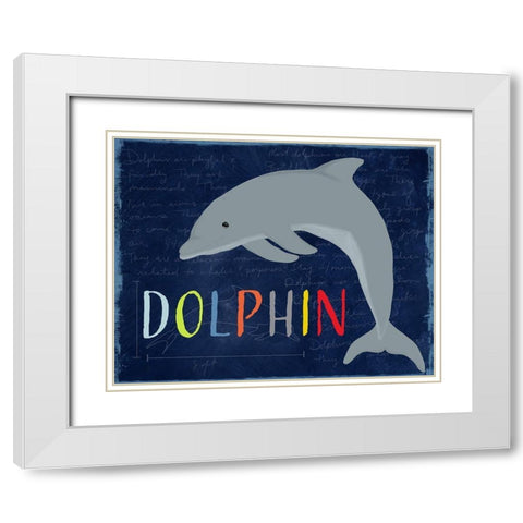 Dolphin White Modern Wood Framed Art Print with Double Matting by Santiago, Daniela