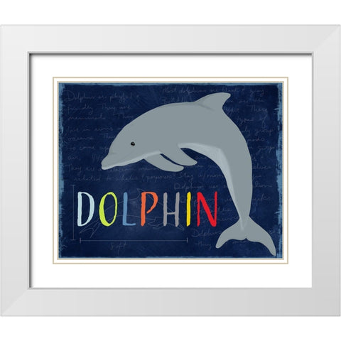 Dolphin White Modern Wood Framed Art Print with Double Matting by Santiago, Daniela