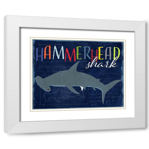 Hammerhead Shark White Modern Wood Framed Art Print with Double Matting by Santiago, Daniela