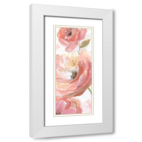 Blooming Coral I White Modern Wood Framed Art Print with Double Matting by Nan