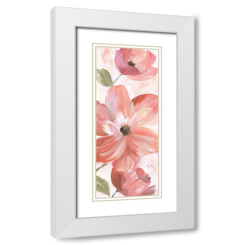 Blooming Coral II White Modern Wood Framed Art Print with Double Matting by Nan
