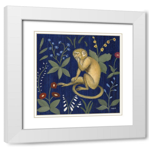 Venezia Garden Monkey III White Modern Wood Framed Art Print with Double Matting by Tava Studios