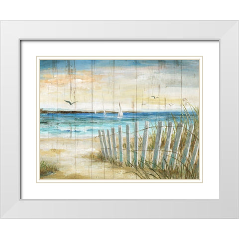 Coastal Causeway White Modern Wood Framed Art Print with Double Matting by Nan