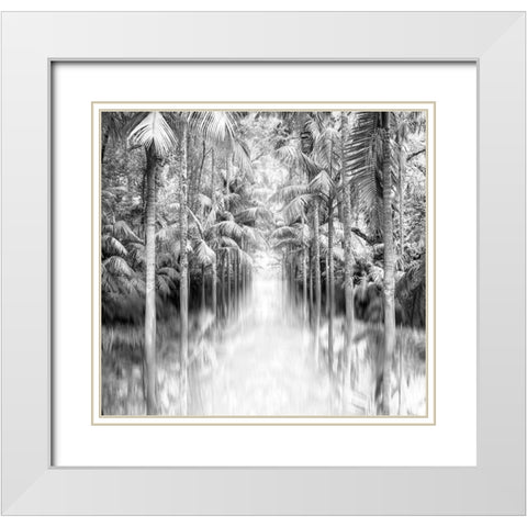 Azores Reflection White Modern Wood Framed Art Print with Double Matting by Bibikow, Walter