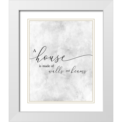 A House White Modern Wood Framed Art Print with Double Matting by CAD Designs