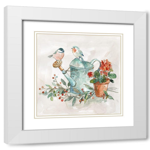 Garden Glimpse I White Modern Wood Framed Art Print with Double Matting by Robinson, Carol