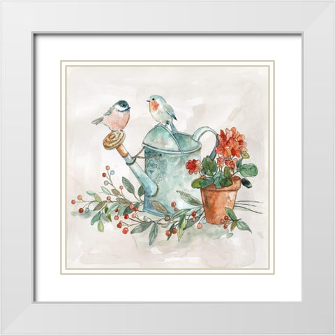 Garden Glimpse I White Modern Wood Framed Art Print with Double Matting by Robinson, Carol