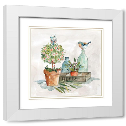 Garden Glimpse II White Modern Wood Framed Art Print with Double Matting by Robinson, Carol