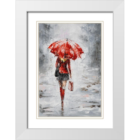 City in the Rain I White Modern Wood Framed Art Print with Double Matting by Kowalik, Jolanta