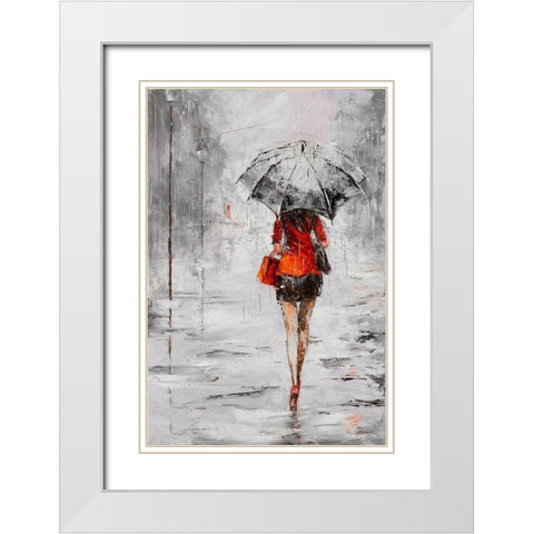 City in the Rain II White Modern Wood Framed Art Print with Double Matting by Kowalik, Jolanta