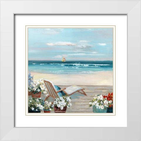 Beach House View White Modern Wood Framed Art Print with Double Matting by Swatland, Sally