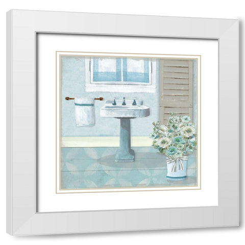 Teal Sink II White Modern Wood Framed Art Print with Double Matting by Robinson, Carol