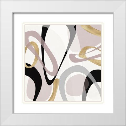 Tumbled Golden I White Modern Wood Framed Art Print with Double Matting by Jill, Susan