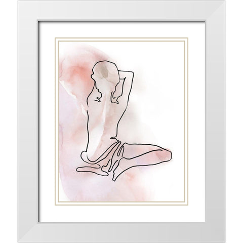 Figure Sketch I White Modern Wood Framed Art Print with Double Matting by Robinson, Carol