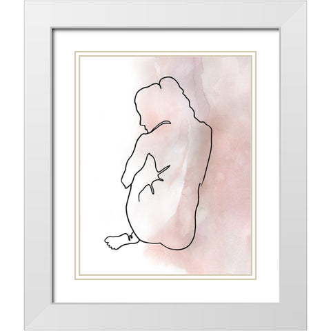 Figure Sketch III White Modern Wood Framed Art Print with Double Matting by Robinson, Carol