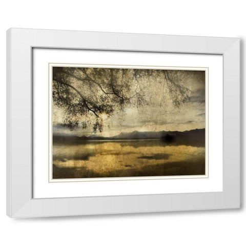 Golden Staffelsee Lake White Modern Wood Framed Art Print with Double Matting by Weisz, Irene