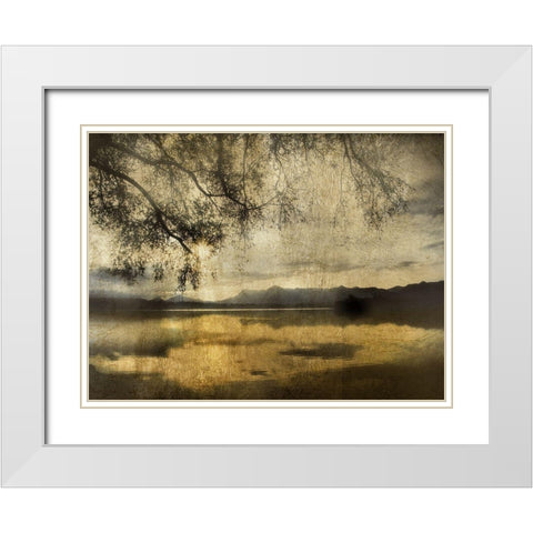 Golden Staffelsee Lake White Modern Wood Framed Art Print with Double Matting by Weisz, Irene