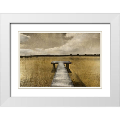 Golden Pier White Modern Wood Framed Art Print with Double Matting by Weisz, Irene