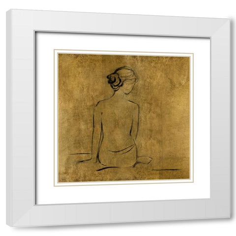 Golden Bather I White Modern Wood Framed Art Print with Double Matting by Swatland, Sally