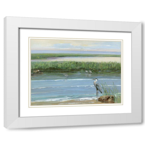 Wading at Dusk White Modern Wood Framed Art Print with Double Matting by Swatland, Sally
