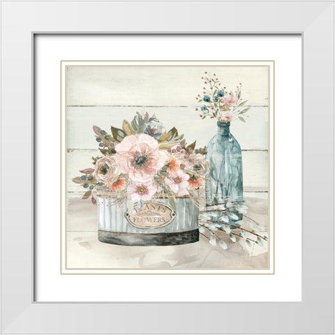 Shiplap Plants White Modern Wood Framed Art Print with Double Matting by Robinson, Carol