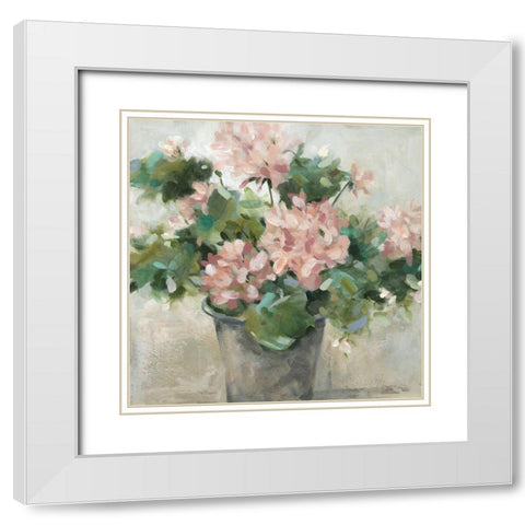Potted Geranium White Modern Wood Framed Art Print with Double Matting by Robinson, Carol