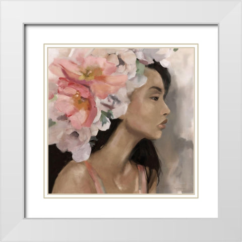 Flower Crown White Modern Wood Framed Art Print with Double Matting by Robinson, Carol