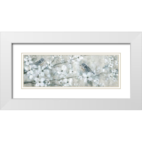 Welcoming Blossoms White Modern Wood Framed Art Print with Double Matting by Robinson, Carol