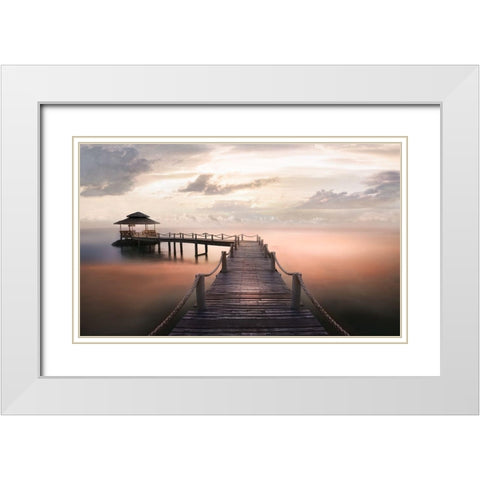 Early Morning Maldives White Modern Wood Framed Art Print with Double Matting by Calascibetta, Mike
