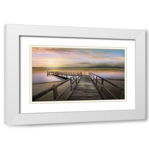 Morning on the Lake White Modern Wood Framed Art Print with Double Matting by Calascibetta, Mike
