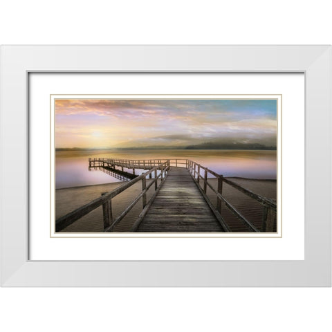 Morning on the Lake White Modern Wood Framed Art Print with Double Matting by Calascibetta, Mike