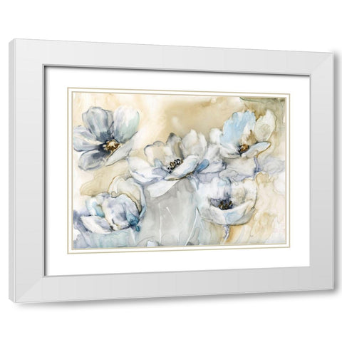 Soft Blooms White Modern Wood Framed Art Print with Double Matting by Nan