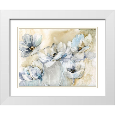 Soft Blooms White Modern Wood Framed Art Print with Double Matting by Nan