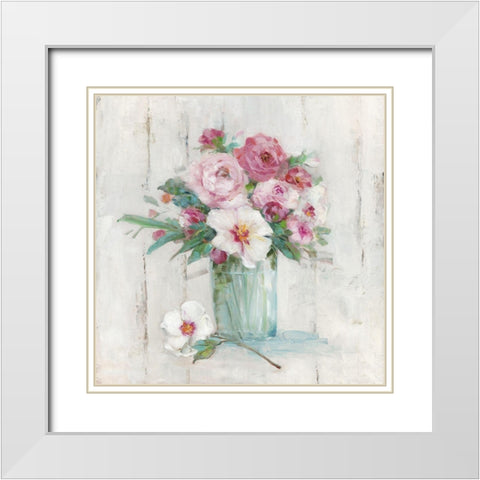 Cottage Sweet Bouquet II White Modern Wood Framed Art Print with Double Matting by Swatland, Sally