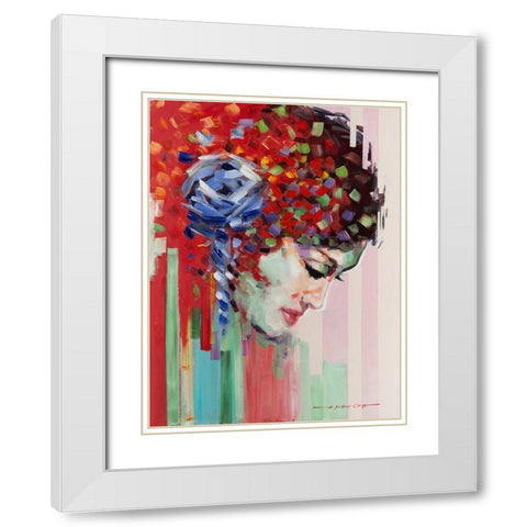 Confetti Girl III White Modern Wood Framed Art Print with Double Matting by Orme, E. Anthony