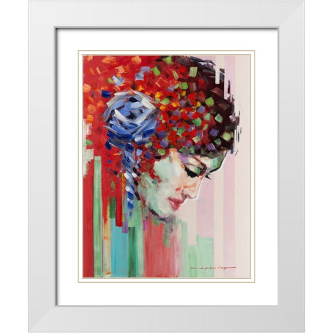 Confetti Girl III White Modern Wood Framed Art Print with Double Matting by Orme, E. Anthony
