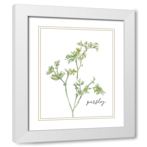 Fresh Sprig Parsley White Modern Wood Framed Art Print with Double Matting by Robinson, Carol