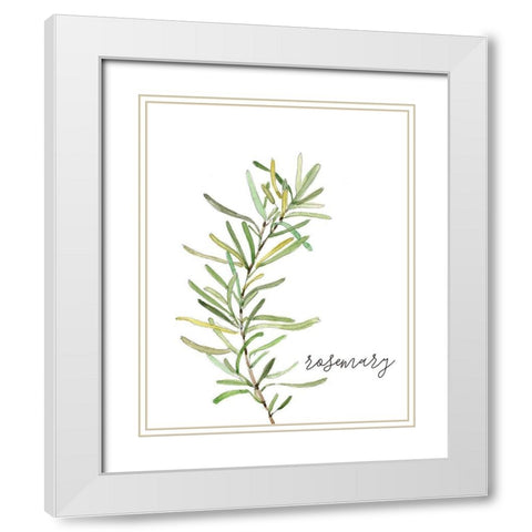 Fresh Sprig Rosemary White Modern Wood Framed Art Print with Double Matting by Robinson, Carol