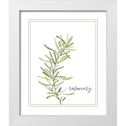 Fresh Sprig Rosemary White Modern Wood Framed Art Print with Double Matting by Robinson, Carol