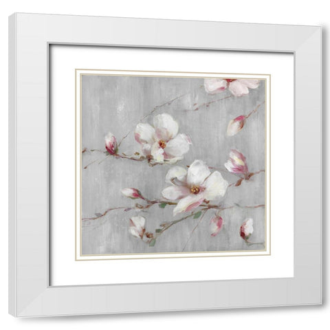 Magnolia Spring II White Modern Wood Framed Art Print with Double Matting by Swatland, Sally