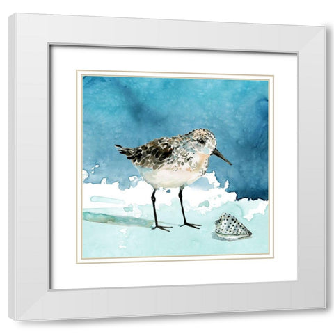 Delray Sandpiper I White Modern Wood Framed Art Print with Double Matting by Robinson, Carol