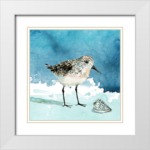 Delray Sandpiper I White Modern Wood Framed Art Print with Double Matting by Robinson, Carol