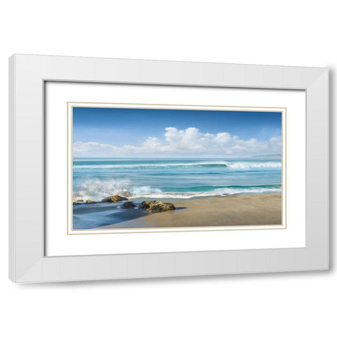 Sweeping Blue White Modern Wood Framed Art Print with Double Matting by Calascibetta, Mike