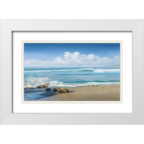 Sweeping Blue White Modern Wood Framed Art Print with Double Matting by Calascibetta, Mike